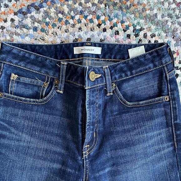 Moussy Dark Wash Rebirth Embroidered Skinny Jeans - Size 24 - Picture 3 of 7